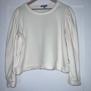 CABLE STITCH brand puff sleeve sweatshirt, cream size large, slightly cropped